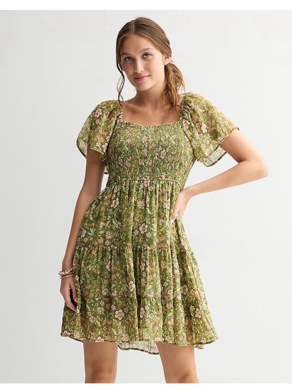 Rewind prairie babydoll puff sleeve floral dress medium